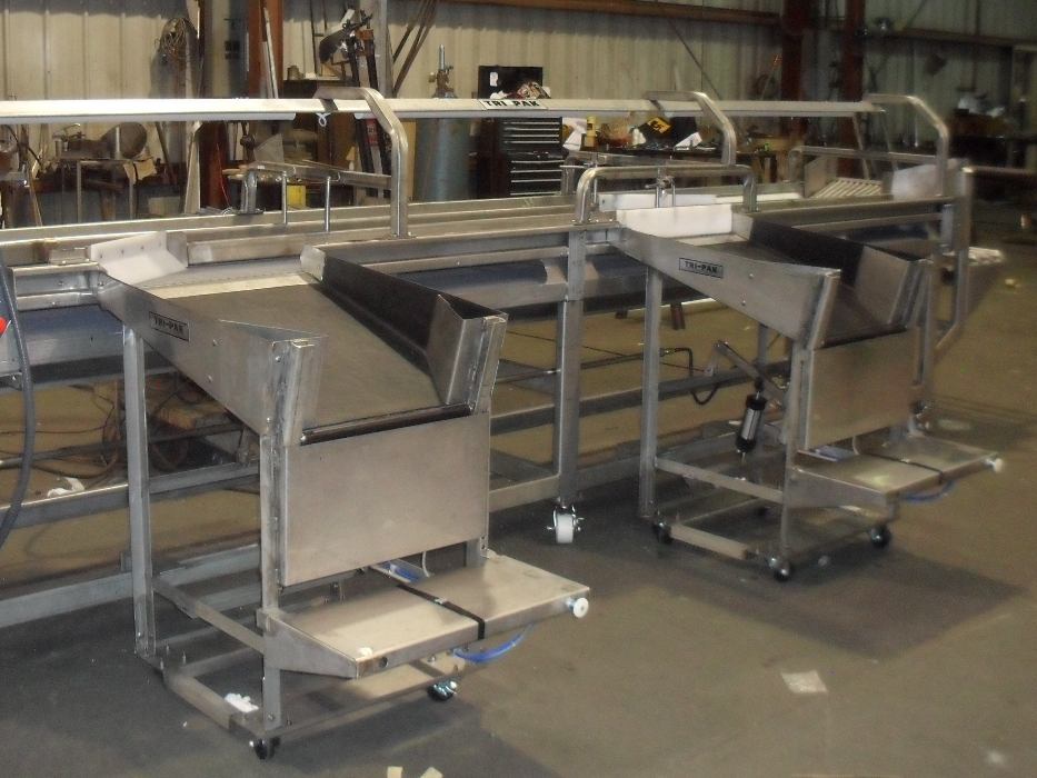 single Boxing Chutes on the side of a divided conveyor with traffic gates